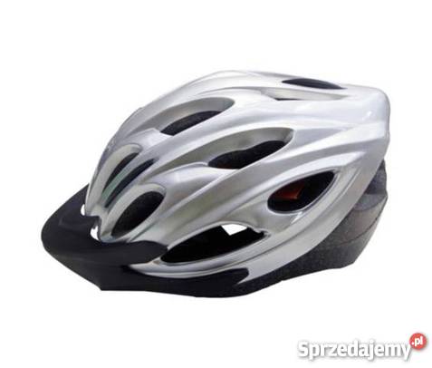 Srebrny kask rowerowy z czarnymi elementami